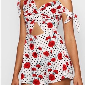 Boohoo Polka Dot and Floral Romper